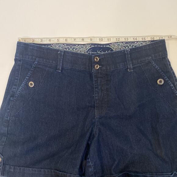 Gloria Vanderbilt Celina Dark Blue Elastic Waist Denim Jean Shorts Sz 12 - Picture 8 of 12